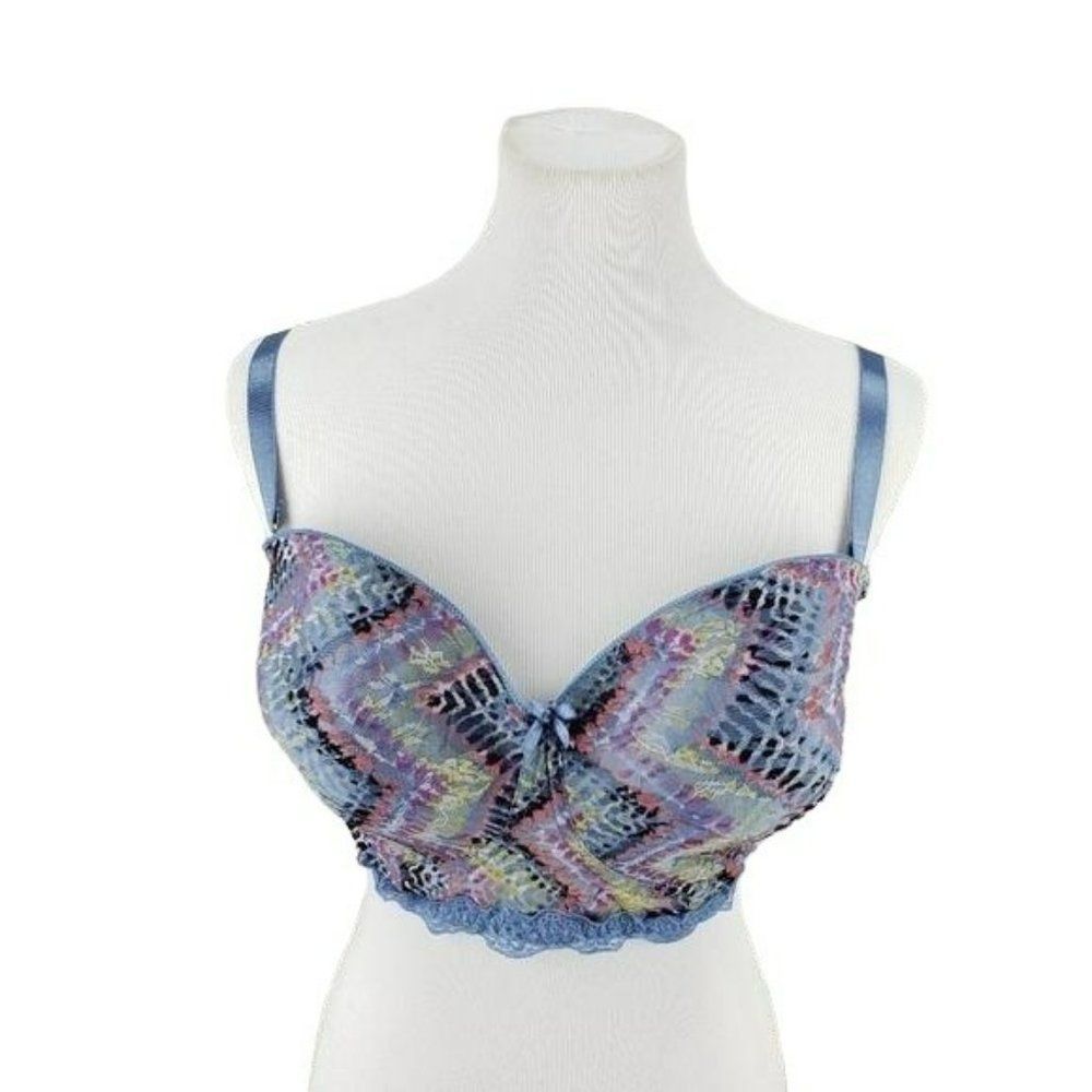 Body Frosting Women's 42C Blue Patterned Abstract Underwire Bra‎
